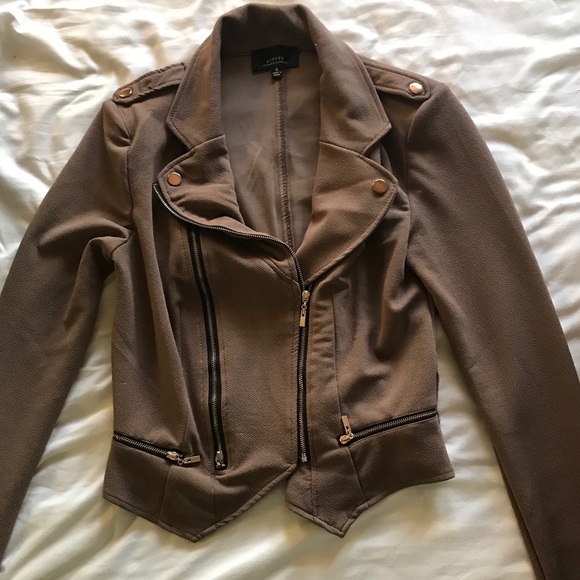 Active Jackets & Blazers - ACTIVE Tan Blazer Jacket with Gold Zipper